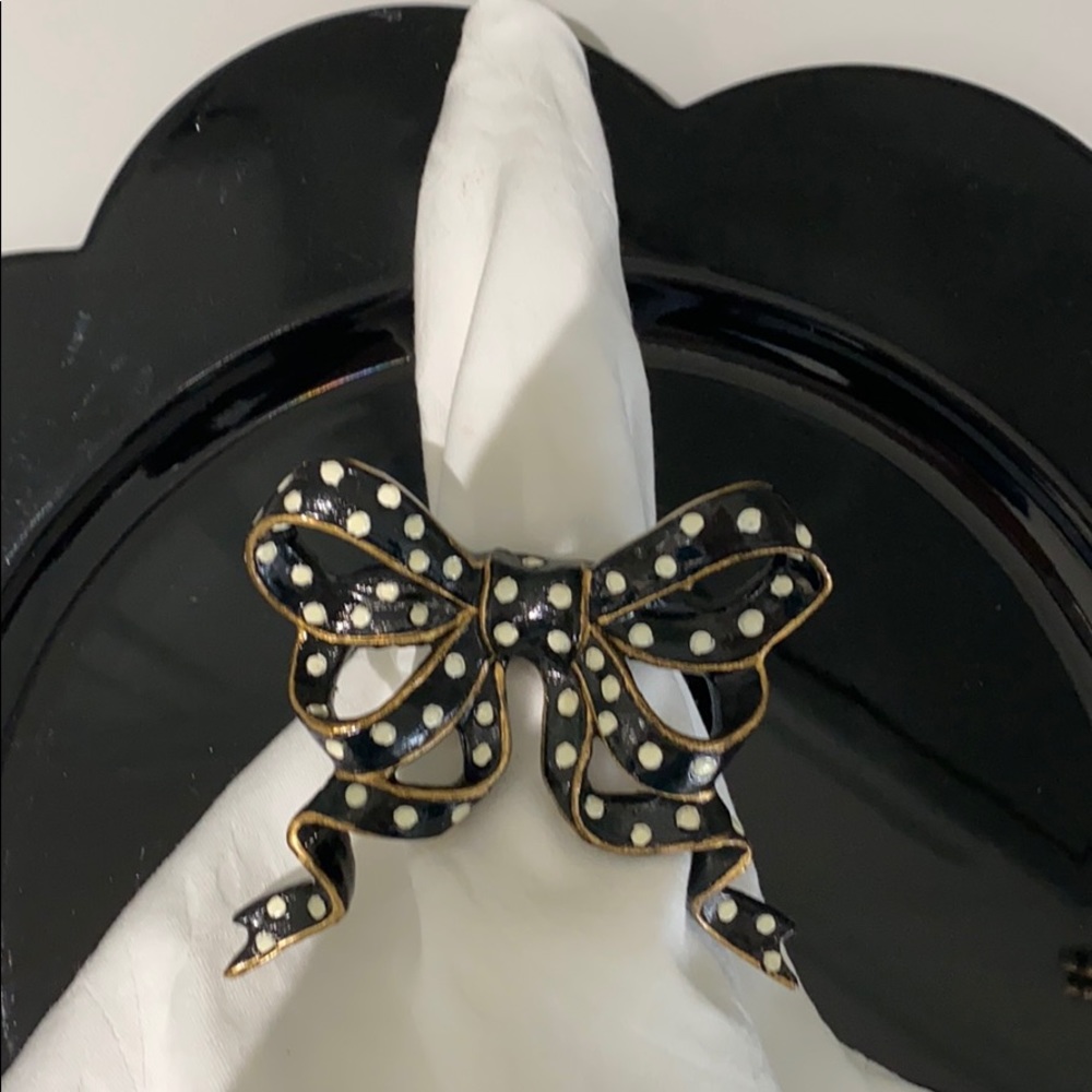 MacKenzie-Childs Napkin Rings Bow NWT original packaging, no longer available MC - Picture 2 of 6